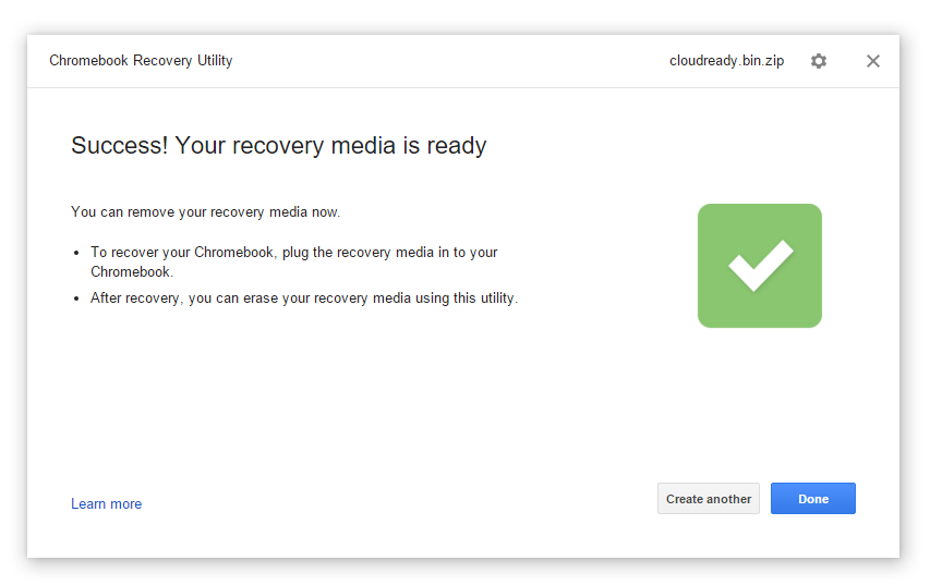 CloudReady recovery media creator.
