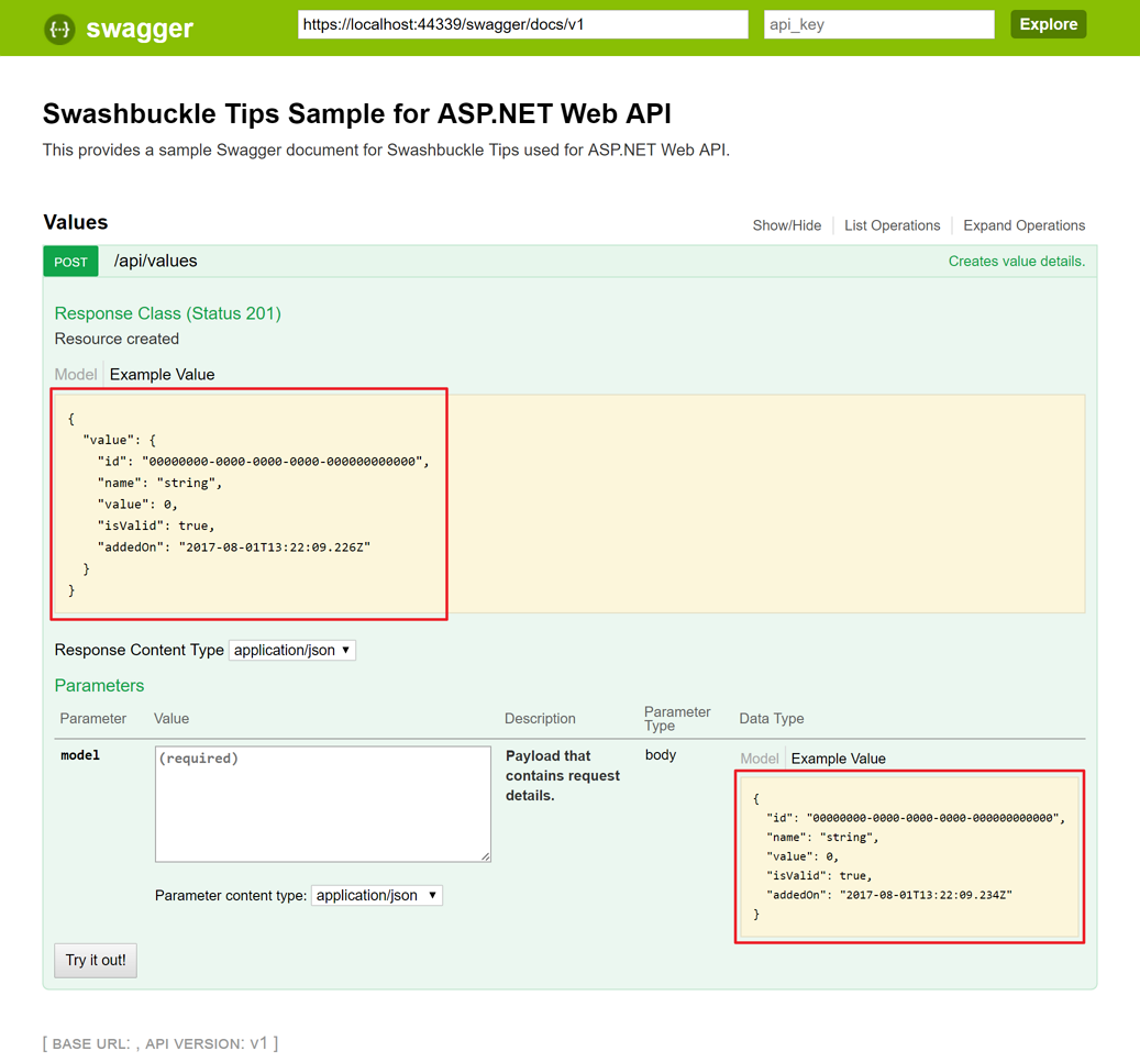 Swagger Example Value Annotation