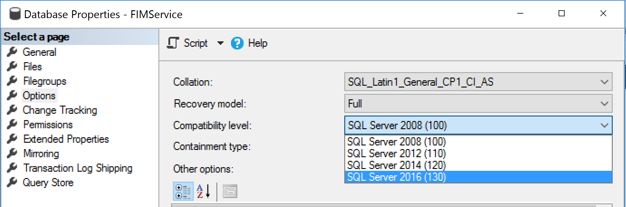 SQL уровень совместимости. Compatibility Level.