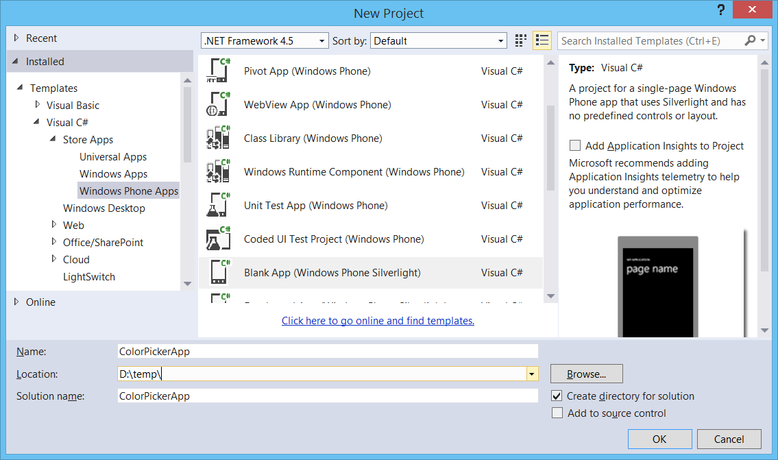 Visual Studio Create Project 1