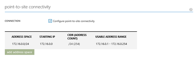 P2S client IP address range