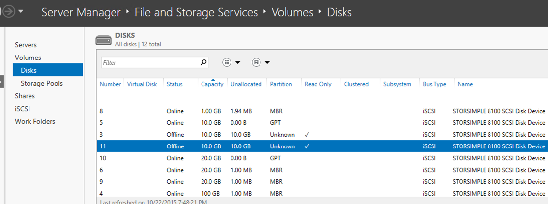 StorSimple Volume available to Windows Host